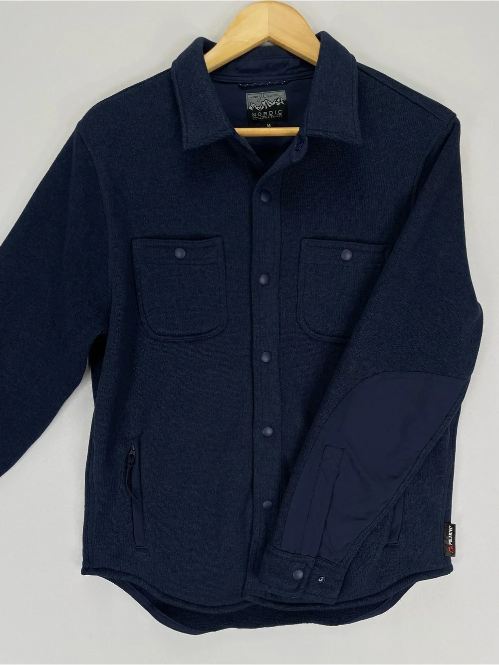 J. Crew Nordic Polartec Thermal Pro Fleece Shirt Jacket Navy Blue Mens M